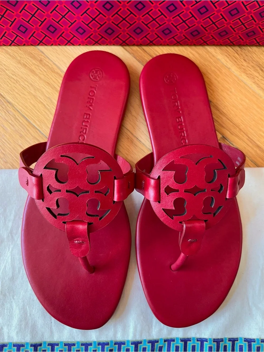Tory Burch Tory Red Leather Miller SOFT Sandals